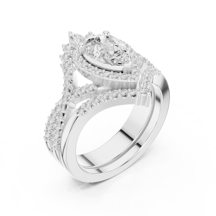 Women's Wedding Gift Pear Cut Lab Grown Diamond Halo Ring – 2.12 CT |  IGI Certified Liana Jewels