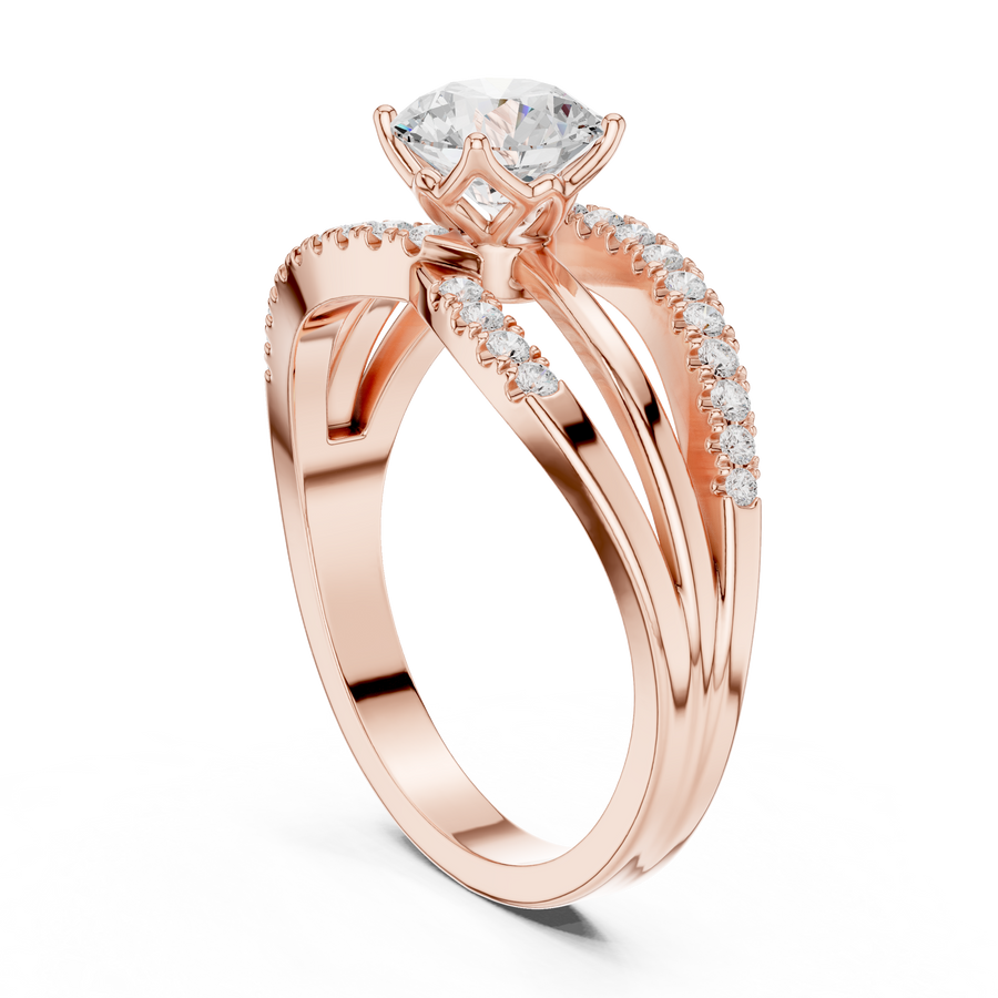 Modern Intertwined Lab-Grown Diamond Ring in Solid Gold – IGI Certified, 0.96 CT TW