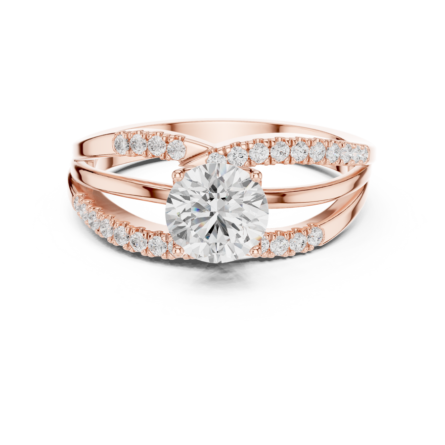 Modern Intertwined Lab-Grown Diamond Ring in Solid Gold – IGI Certified, 0.96 CT TW