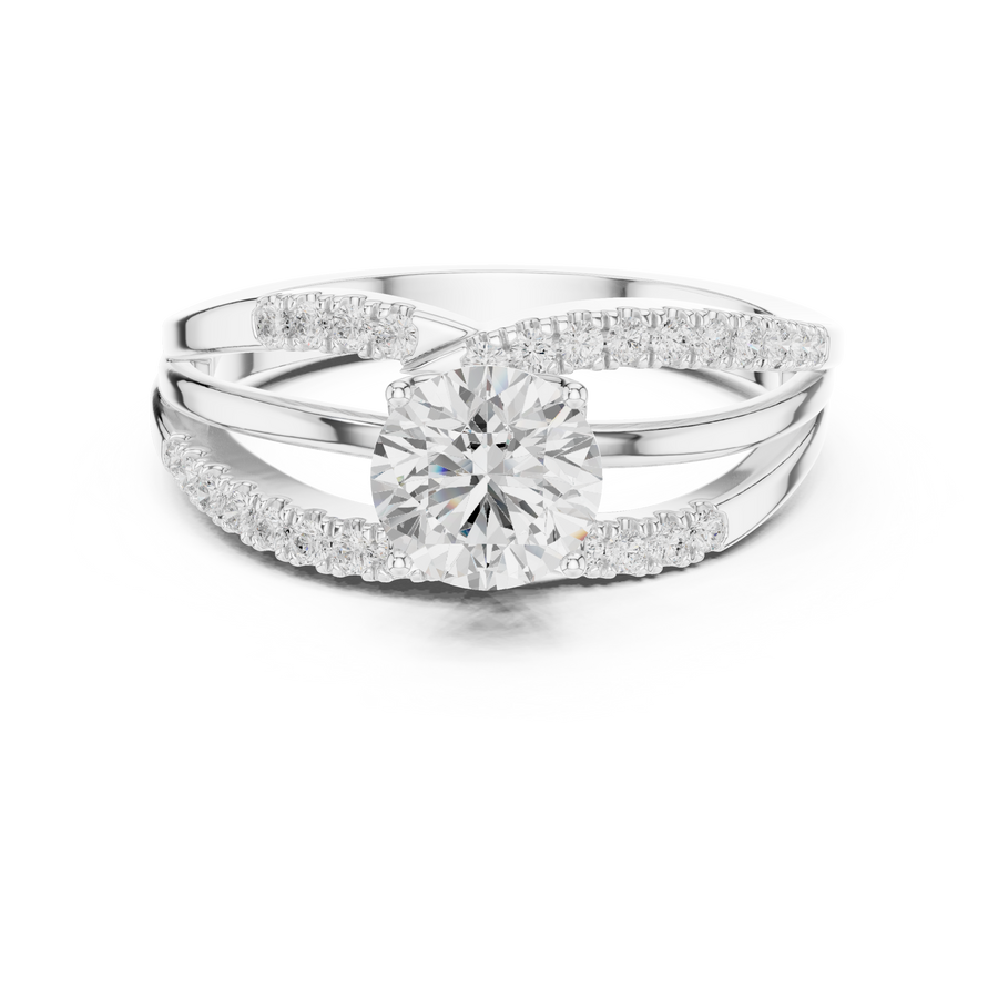 Modern Intertwined Lab-Grown Diamond Ring in Solid Gold – IGI Certified, 0.96 CT TW