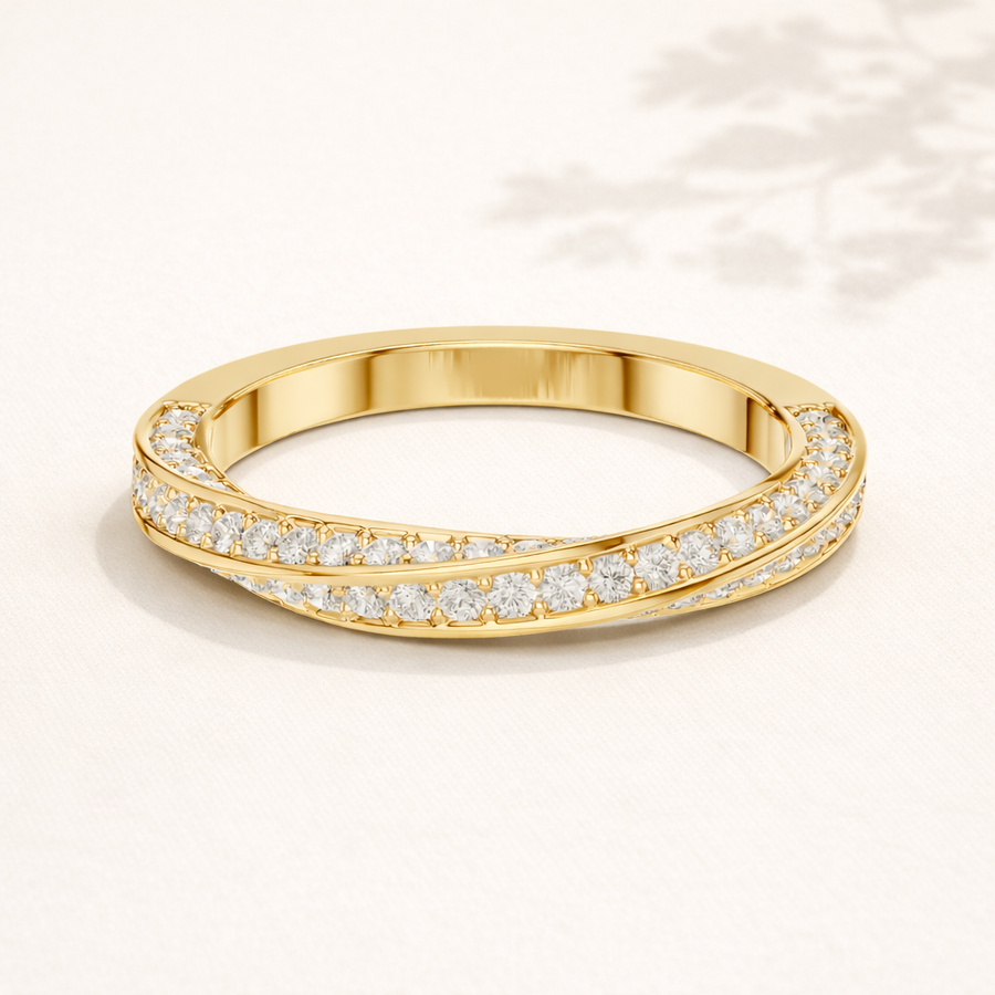 Minimal Lab-Grown Diamond Pavé Band Ring in Solid Gold – IGI Certified, 0.72 CT TW