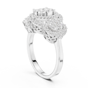 Classic Lab-Grown Diamond Halo Three-Stone Ring in Solid Gold – 1.088 CT TW, IGI Certified