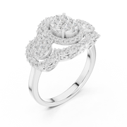 Classic Lab-Grown Diamond Halo Three-Stone Ring in Solid Gold – 1.088 CT TW, IGI Certified