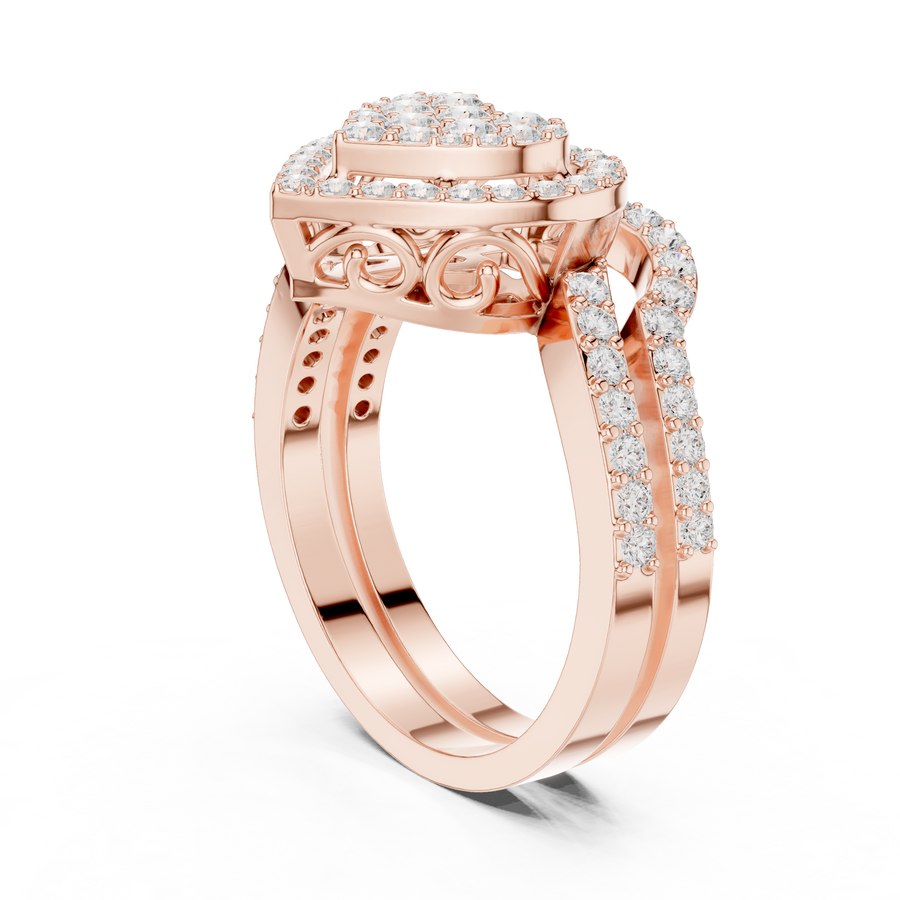 Heart-Shaped Lab-Grown Diamond Halo Ring in Solid Gold – IGI Certified, 0.94 CT TW