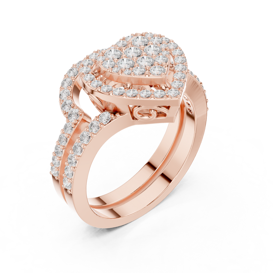 Heart-Shaped Lab-Grown Diamond Halo Ring in Solid Gold – IGI Certified, 0.94 CT TW