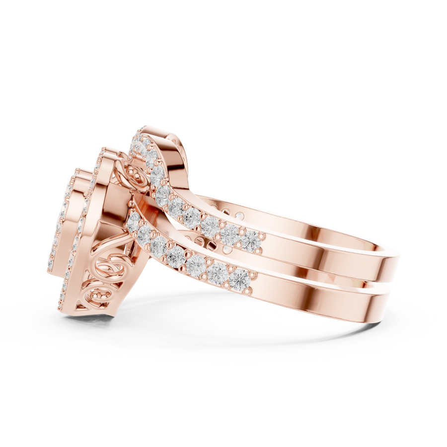 Heart-Shaped Lab-Grown Diamond Halo Ring in Solid Gold – IGI Certified, 0.94 CT TW