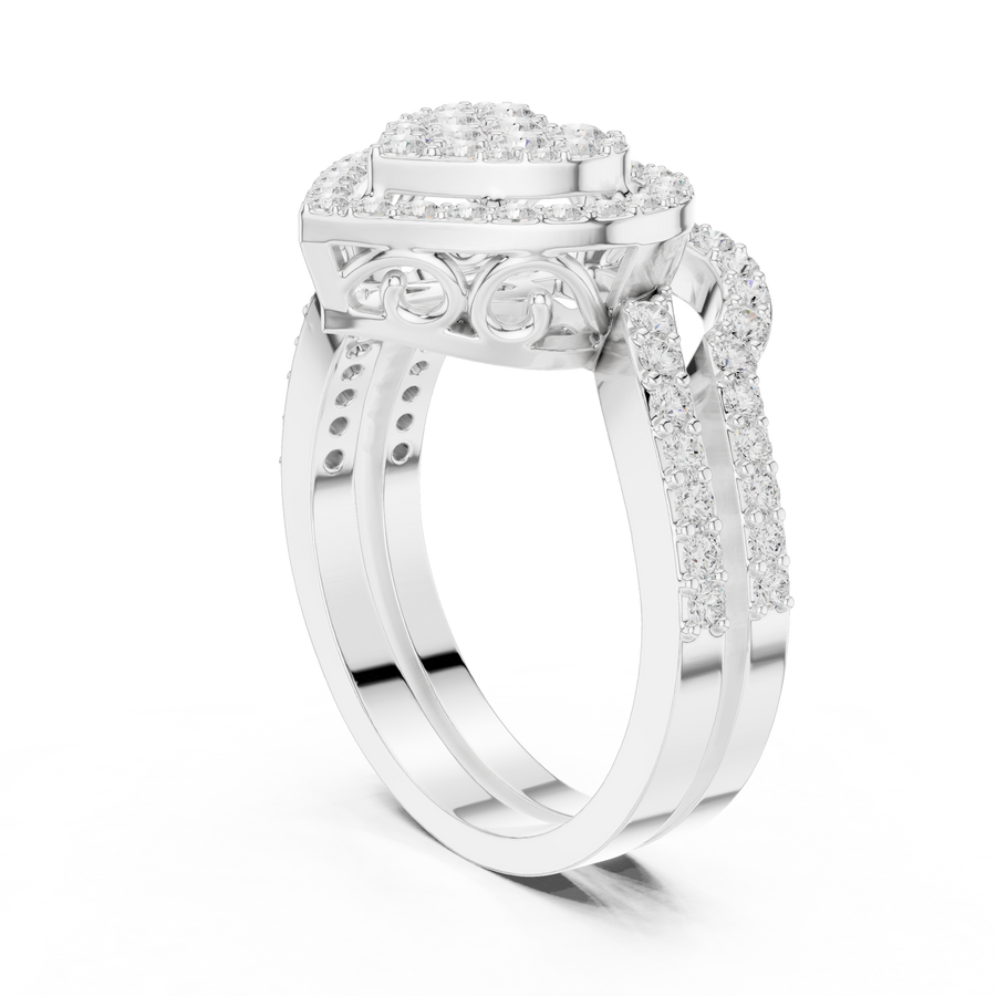 Heart-Shaped Lab-Grown Diamond Halo Ring in Solid Gold – IGI Certified, 0.94 CT TW