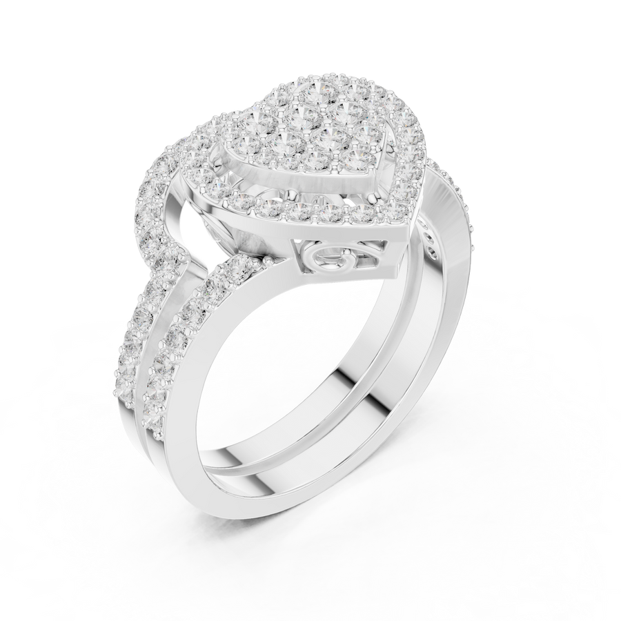 Heart-Shaped Lab-Grown Diamond Halo Ring in Solid Gold – IGI Certified, 0.94 CT TW