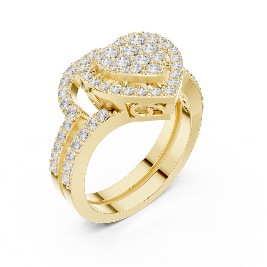 Heart-Shaped Lab-Grown Diamond Halo Ring in Solid Gold – IGI Certified, 0.94 CT TW
