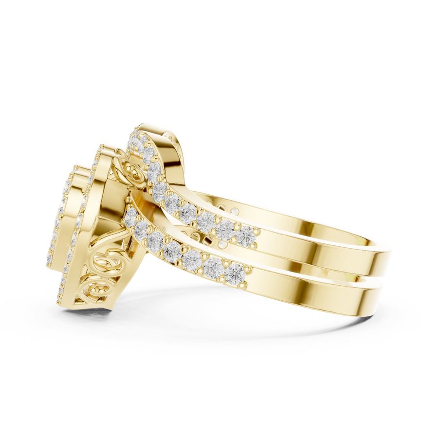 Heart-Shaped Lab-Grown Diamond Halo Ring in Solid Gold – IGI Certified, 0.94 CT TW