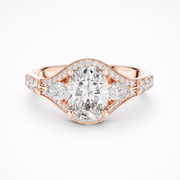 1.99 CT Oval Lab Grown Diamond Ring with Pear & Round Side Stones | Engagement Ring Liana Jewels