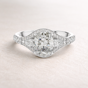 1.99 CT Oval Lab Grown Diamond Ring with Pear & Round Side Stones | Engagement Ring Liana Jewels
