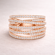 Women's Wedding Gift  1.15 CT Round Lab Grown Diamond Multi-Row Crossover Ring | Modern Statement Liana Jewels