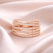 Women's Wedding Gift  1.15 CT Round Lab Grown Diamond Multi-Row Crossover Ring | Modern Statement Liana Jewels