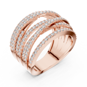 Women's Wedding Gift  1.15 CT Round Lab Grown Diamond Multi-Row Crossover Ring | Modern Statement Liana Jewels