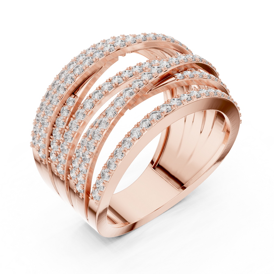 Women's Wedding Gift  1.15 CT Round Lab Grown Diamond Multi-Row Crossover Ring | Modern Statement Liana Jewels