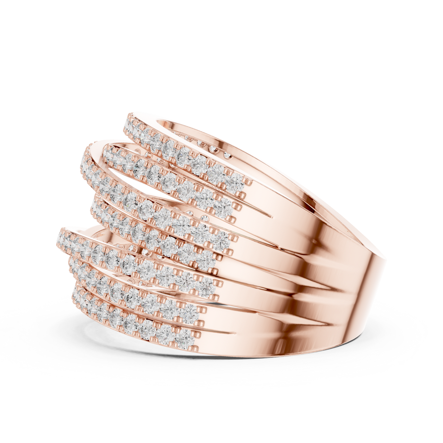 Women's Wedding Gift  1.15 CT Round Lab Grown Diamond Multi-Row Crossover Ring | Modern Statement Liana Jewels