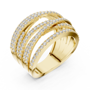 Women's Wedding Gift  1.15 CT Round Lab Grown Diamond Multi-Row Crossover Ring | Modern Statement Liana Jewels