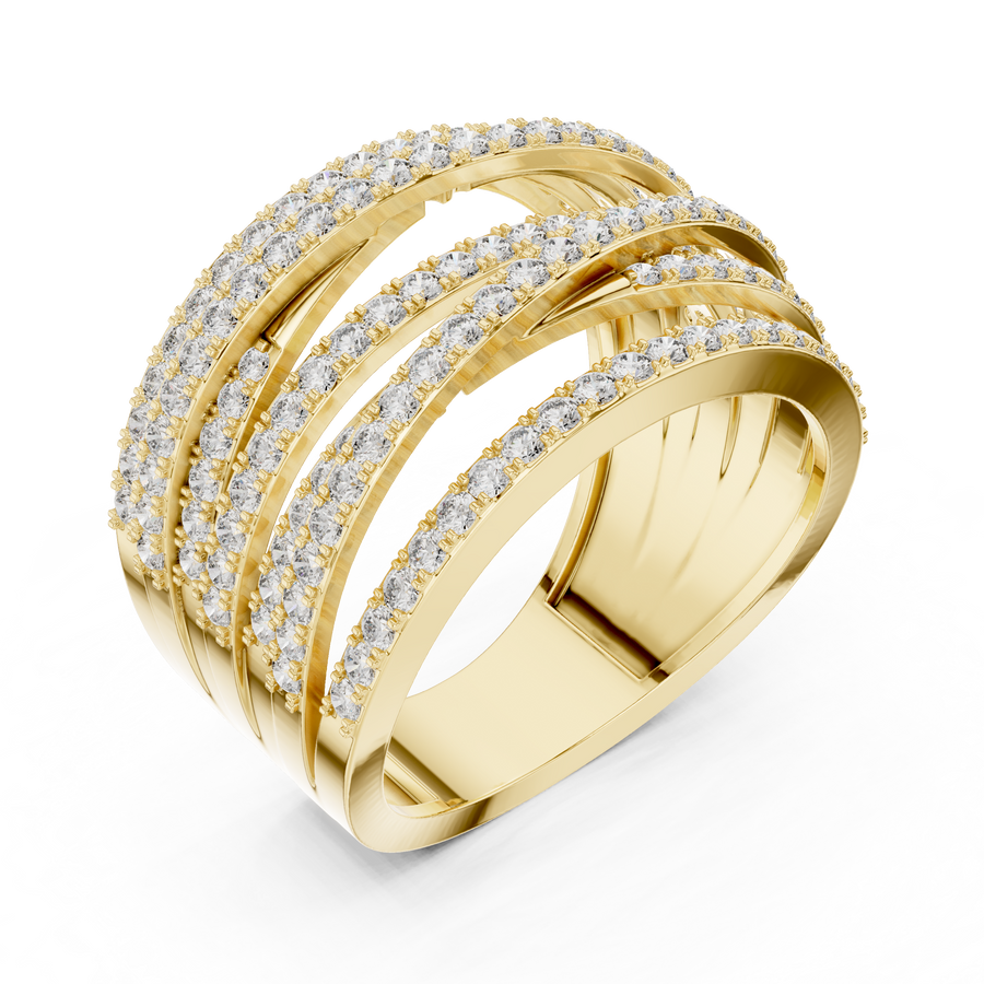 Women's Wedding Gift  1.15 CT Round Lab Grown Diamond Multi-Row Crossover Ring | Modern Statement Liana Jewels