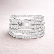 Women's Wedding Gift  1.15 CT Round Lab Grown Diamond Multi-Row Crossover Ring | Modern Statement Liana Jewels