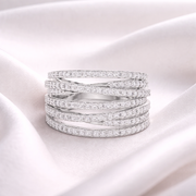 Women's Wedding Gift  1.15 CT Round Lab Grown Diamond Multi-Row Crossover Ring | Modern Statement Liana Jewels