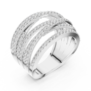 Women's Wedding Gift  1.15 CT Round Lab Grown Diamond Multi-Row Crossover Ring | Modern Statement Liana Jewels
