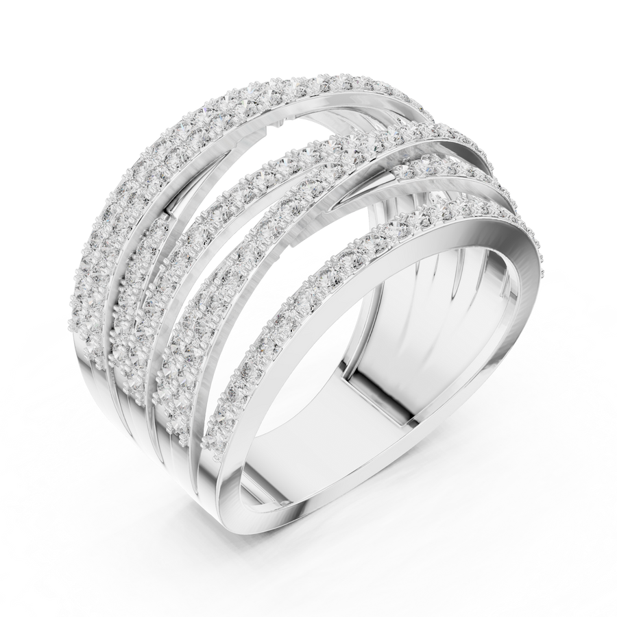 Women's Wedding Gift  1.15 CT Round Lab Grown Diamond Multi-Row Crossover Ring | Modern Statement Liana Jewels