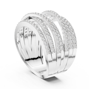 Women's Wedding Gift  1.15 CT Round Lab Grown Diamond Multi-Row Crossover Ring | Modern Statement Liana Jewels