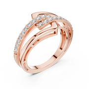 Women's Wedding Gift 0.68 CT Round Lab Grown Diamond Crossover Ring Liana Jewels