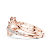 Women's Wedding Gift 0.68 CT Round Lab Grown Diamond Crossover Ring Liana Jewels