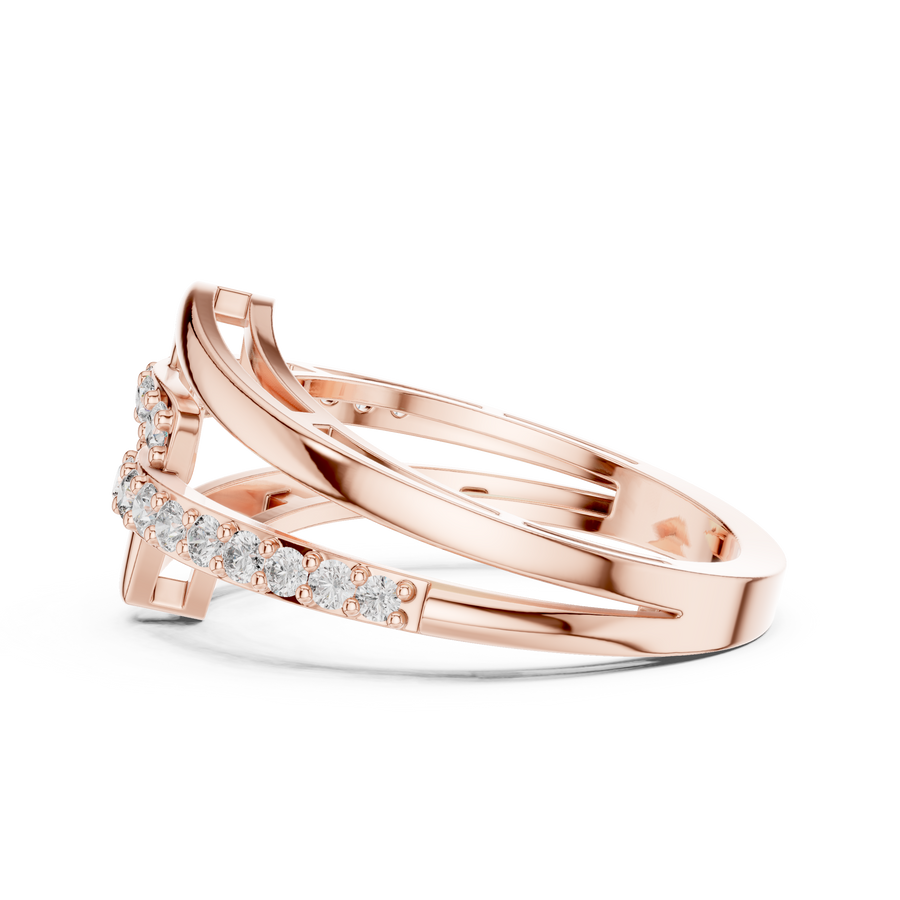 Women's Wedding Gift 0.68 CT Round Lab Grown Diamond Crossover Ring Liana Jewels