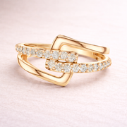 Women's Wedding Gift 0.68 CT Round Lab Grown Diamond Crossover Ring Liana Jewels