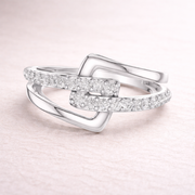 Women's Wedding Gift 0.68 CT Round Lab Grown Diamond Crossover Ring Liana Jewels