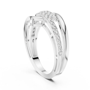 Women's Wedding Gift 0.68 CT Round Lab Grown Diamond Crossover Ring Liana Jewels