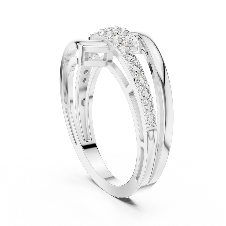 Women's Wedding Gift 0.68 CT Round Lab Grown Diamond Crossover Ring Liana Jewels