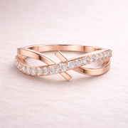 0.23 CT Round Lab Grown Diamond Crossover Ring | Minimalist Open Design Liana Jewels