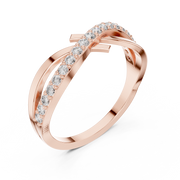 0.23 CT Round Lab Grown Diamond Crossover Ring | Minimalist Open Design Liana Jewels