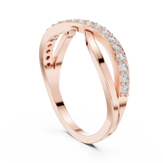 0.23 CT Round Lab Grown Diamond Crossover Ring | Minimalist Open Design Liana Jewels