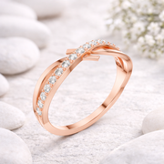 0.23 CT Round Lab Grown Diamond Crossover Ring | Minimalist Open Design Liana Jewels