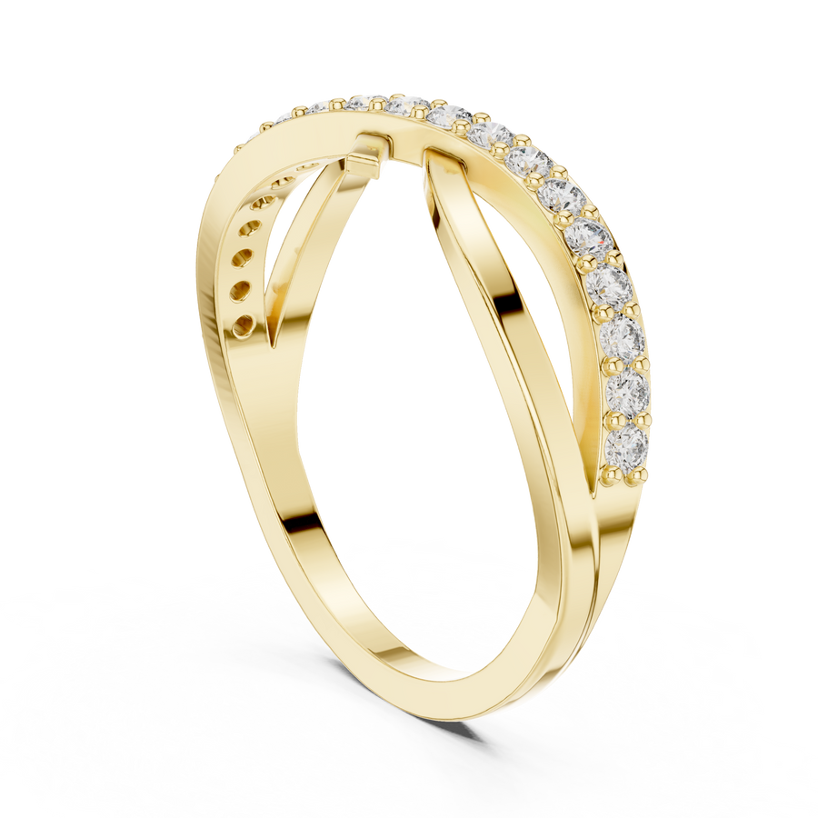 0.23 CT Round Lab Grown Diamond Crossover Ring | Minimalist Open Design Liana Jewels