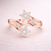 0.38 CT IGI Certified Round Lab Grown Diamond Floral Bypass Ring | Elegant Open Design Liana Jewels