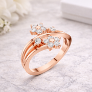 0.38 CT IGI Certified Round Lab Grown Diamond Floral Bypass Ring | Elegant Open Design Liana Jewels