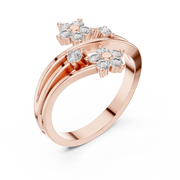 0.38 CT IGI Certified Round Lab Grown Diamond Floral Bypass Ring | Elegant Open Design Liana Jewels