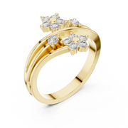 0.38 CT IGI Certified Round Lab Grown Diamond Floral Bypass Ring | Elegant Open Design Liana Jewels