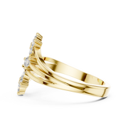 0.38 CT IGI Certified Round Lab Grown Diamond Floral Bypass Ring | Elegant Open Design Liana Jewels