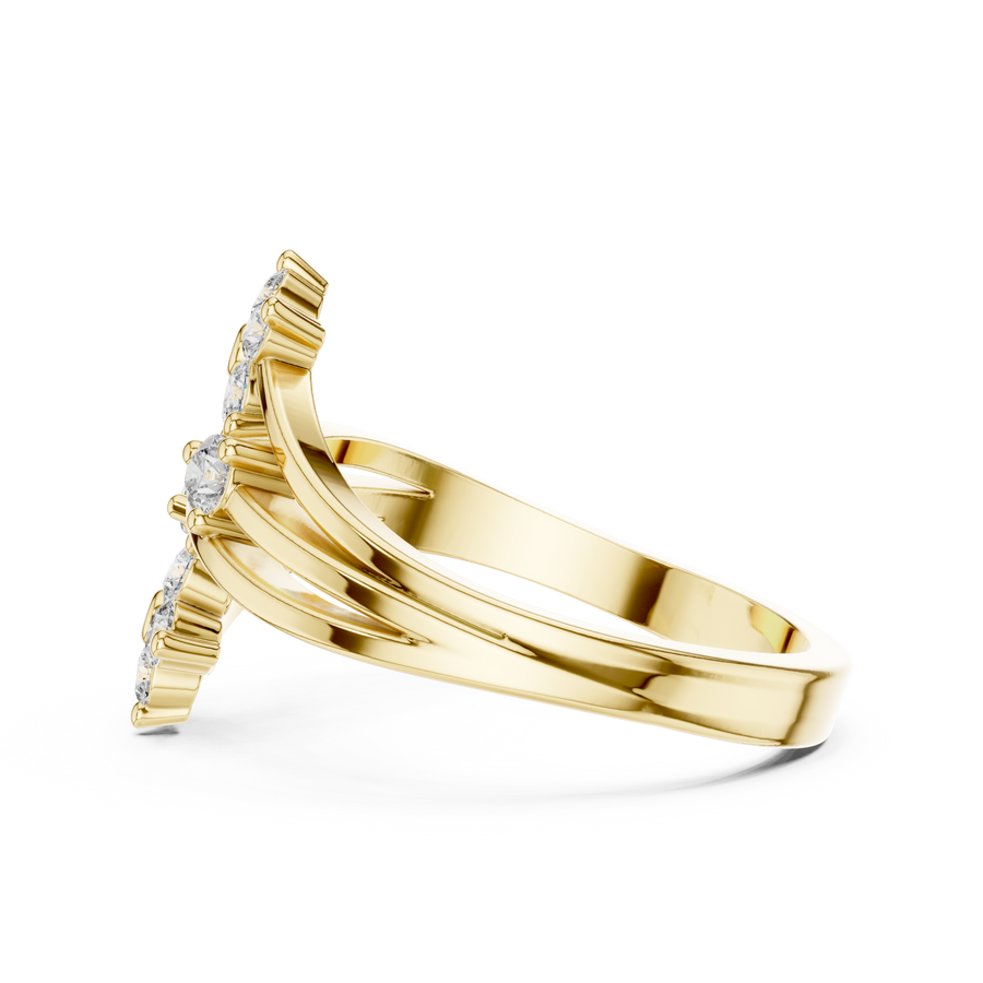 0.38 CT IGI Certified Round Lab Grown Diamond Floral Bypass Ring | Elegant Open Design Liana Jewels