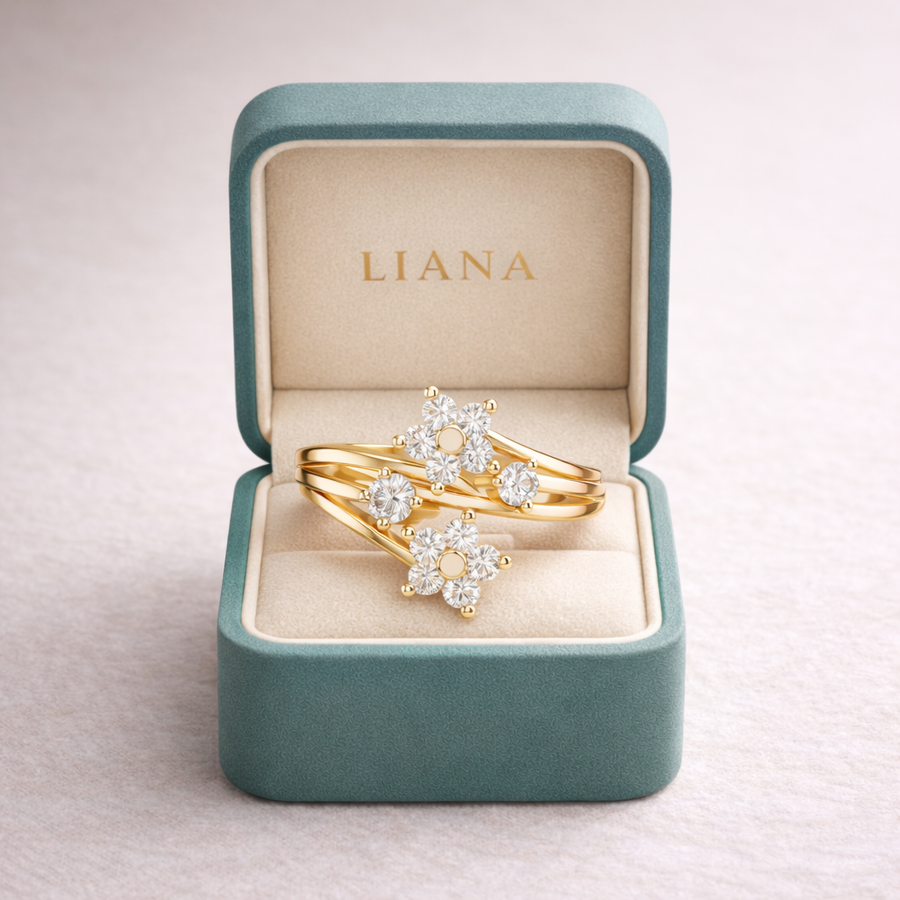 0.38 CT IGI Certified Round Lab Grown Diamond Floral Bypass Ring | Elegant Open Design Liana Jewels