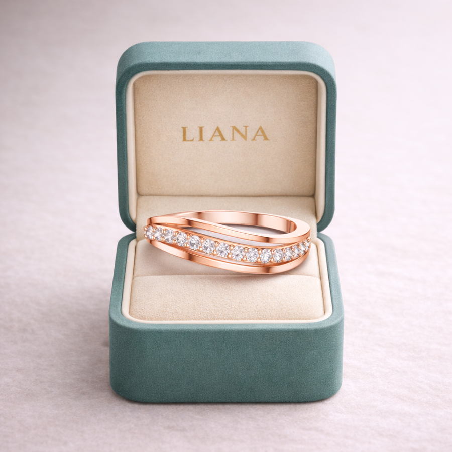 Round Lab Grown Diamond Crossover Ring in 14K/18K Rose Gold – 0.21 CT IGI Certified Liana Jewels