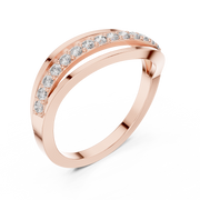 Round Lab Grown Diamond Crossover Ring in 14K/18K Rose Gold – 0.21 CT IGI Certified Liana Jewels