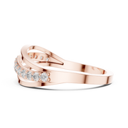 Round Lab Grown Diamond Crossover Ring in 14K/18K Rose Gold – 0.21 CT IGI Certified Liana Jewels